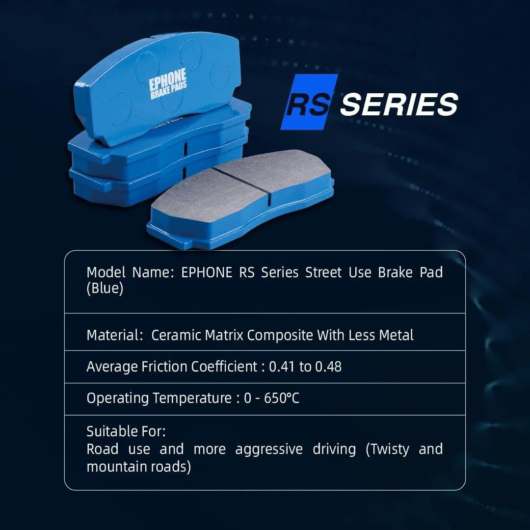 EPHONE RS Blue High-Performance Ceramic Brake Pads 0℃ To 650℃
