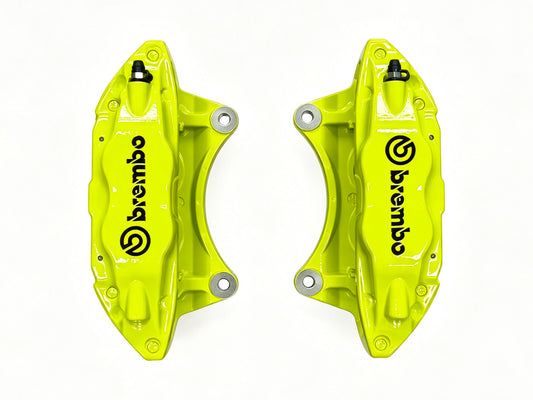 Left and right Brembo F50 calipers shown together, Subaru and FT86 BRZ fitment