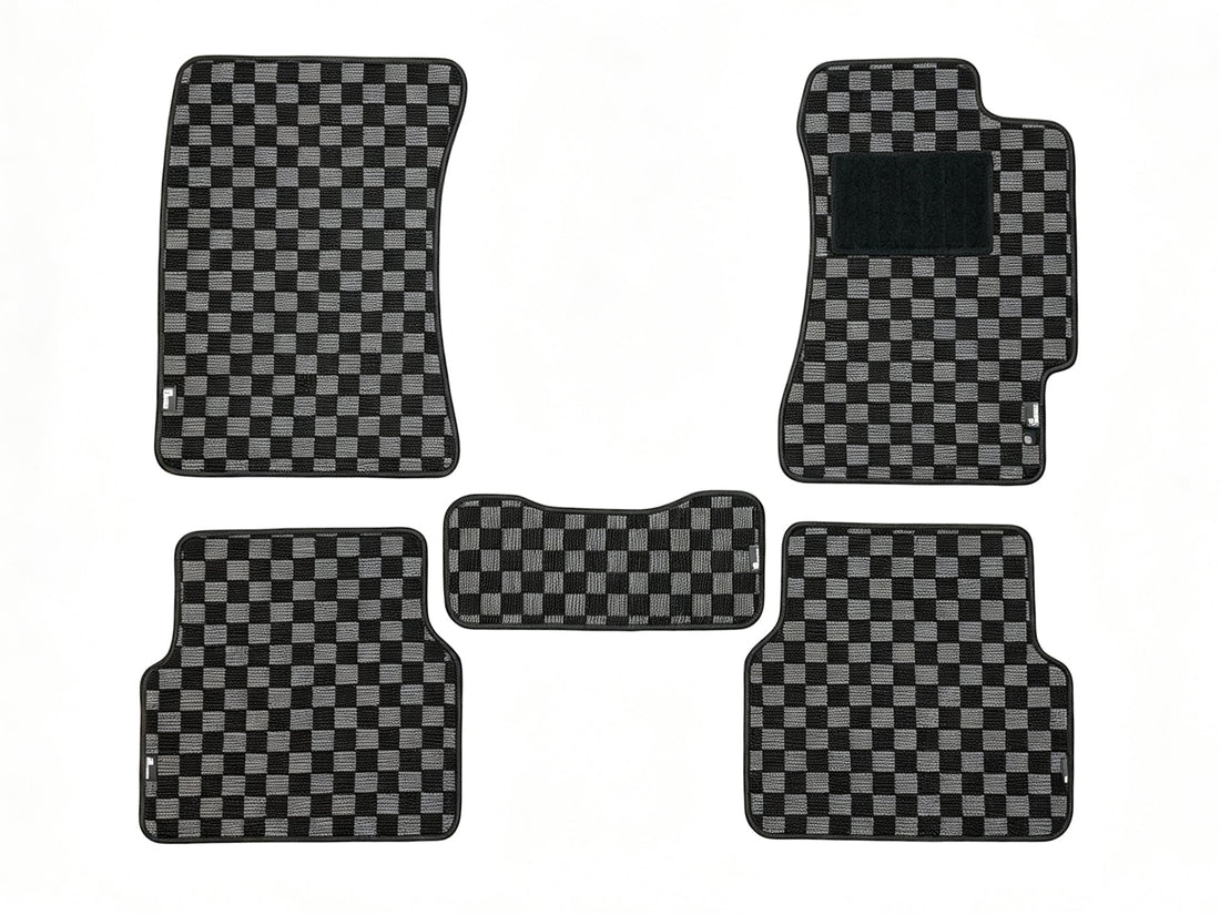 Subaru Impreza WRX STI GDB grey and black checker floor mat set, five pieces