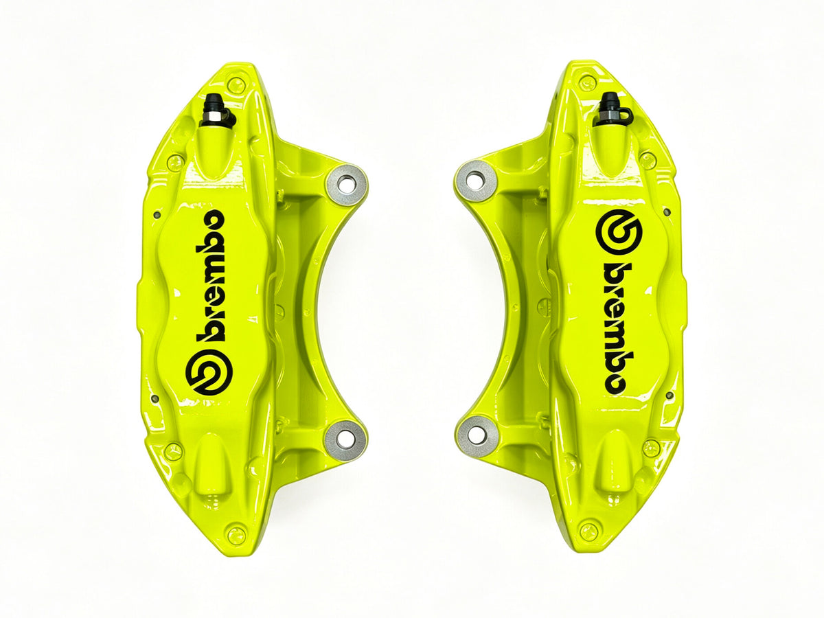 Left and right Brembo F50 calipers shown together, Subaru and FT86 BRZ fitment