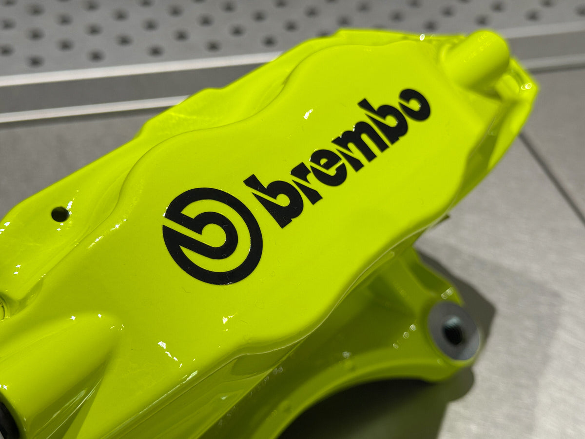 Brembo logo on a freshly refinished F50 caliper body