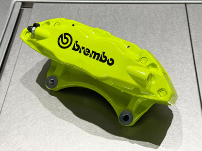 Three quarter view of a rebuilt Brembo F50 caliper for Subaru WRX and STI