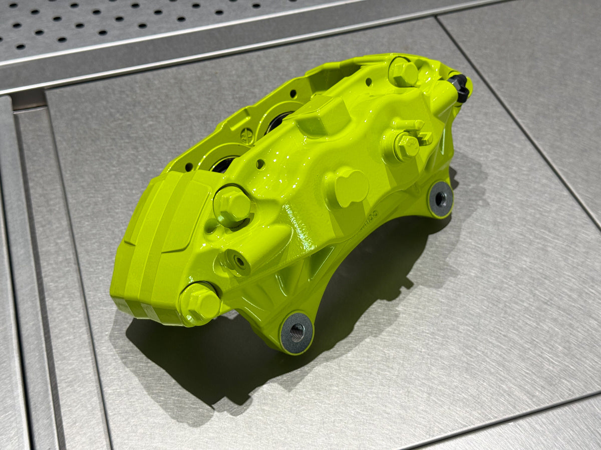 Piston side of a rebuilt Brembo F50 four piston caliper