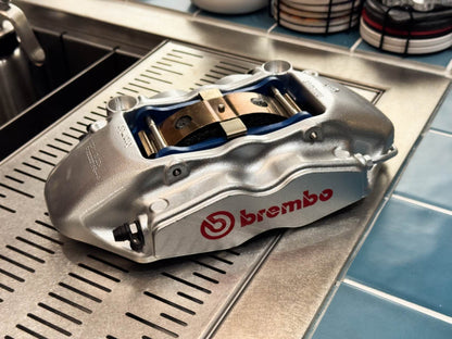 Rebuilt Brembo F50 caliper in silver finish for Honda NSX NA1 NA2 and S2000 AP1 AP2