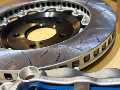 Slot detail on the face of the 330mm two piece brake disc