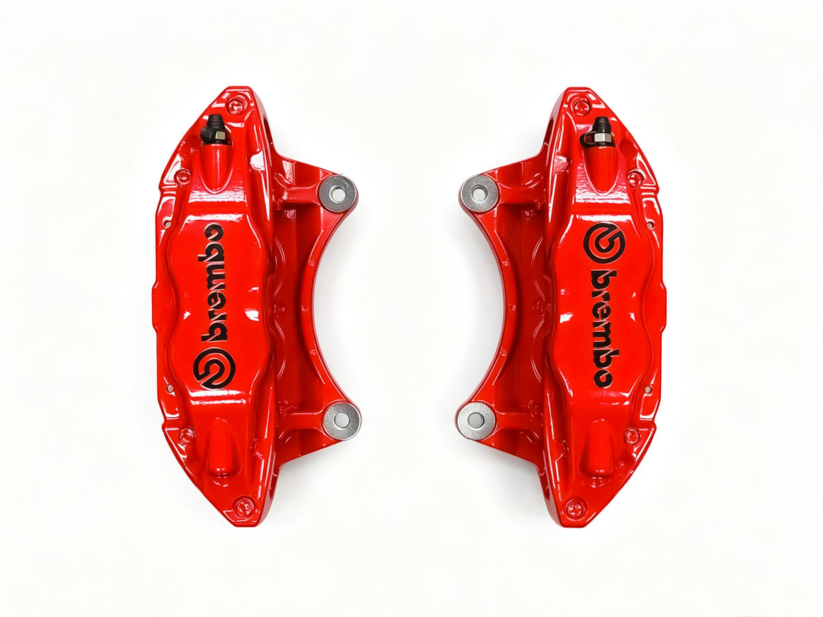 Pair of red Brembo F50 four piston brake calipers for Subaru WRX STI GRB, FT86, GT86 and BRZ
