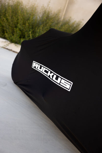 Close up of the RUCKUS logo on the Honda Zoomer NPS50 stretch cover