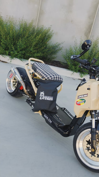 Video of the Honda Ruckus Zoomer NPS50 indoor bike cover fitted on a custom Ruckus