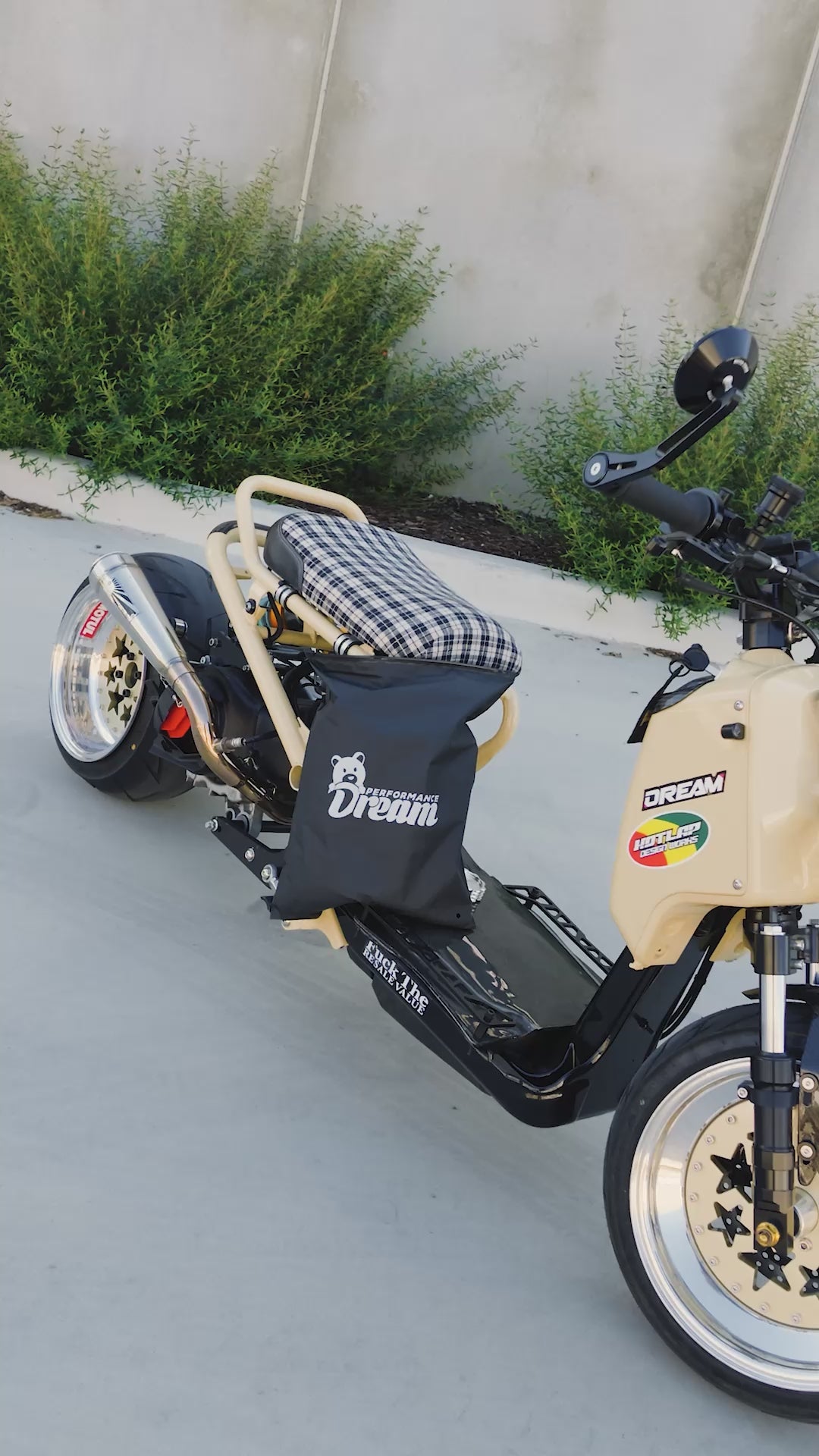 Video of the Honda Ruckus Zoomer NPS50 indoor bike cover fitted on a custom Ruckus