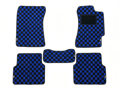 Subaru Forester XT SG5 blue and black checker floor mat set, five pieces