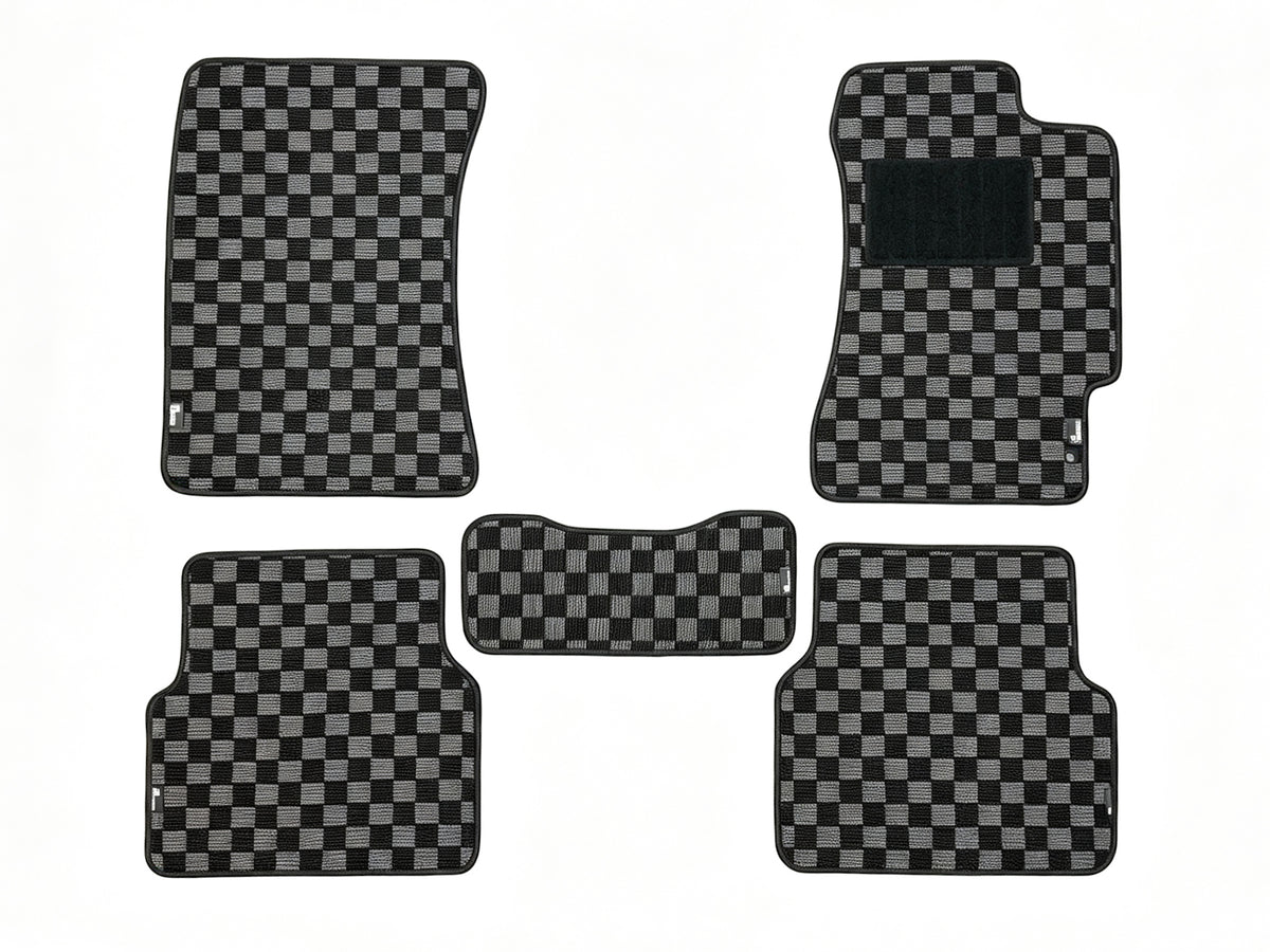 Subaru Forester STI SG9 grey and black checker floor mat set, five pieces