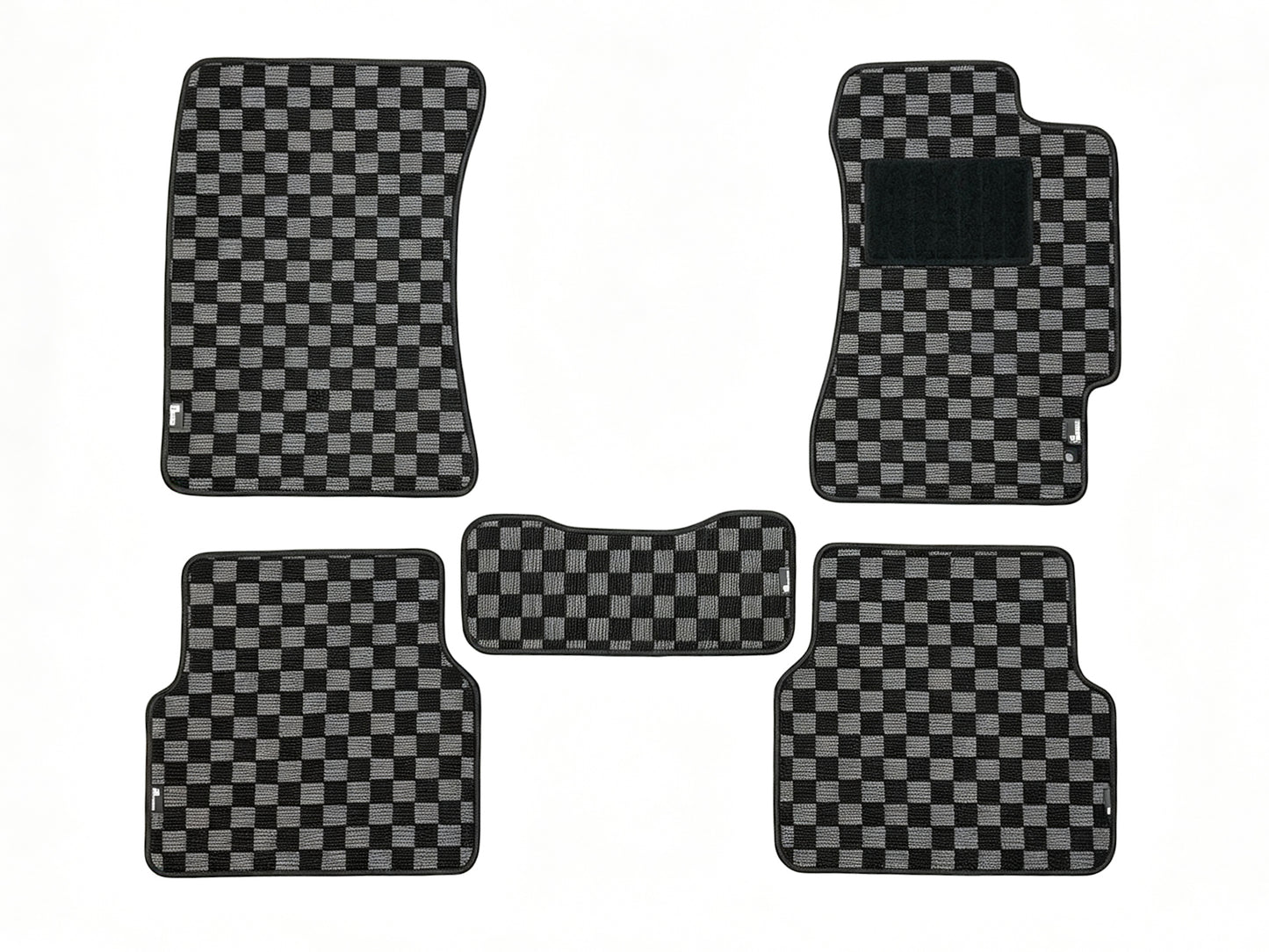 Subaru Impreza WRX STI GDB grey and black checker floor mat set, five pieces